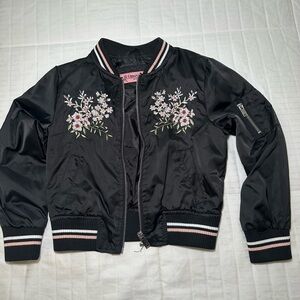 Urban Republic Black Bomber with Floral Design